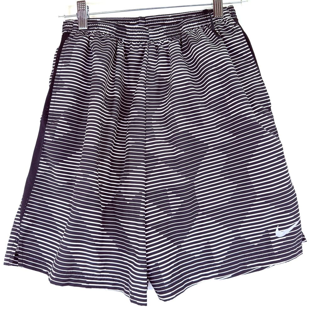 Nike Men's Black & White Lined Dri-Fit Running Shorts Size Medium